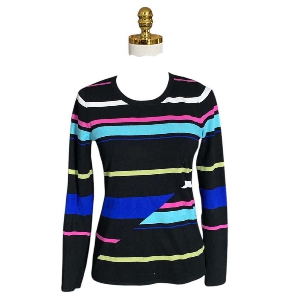 CARLISLE Vibrant Colorful Striped Multicolor Women's Long Sleeve knit Top Size S